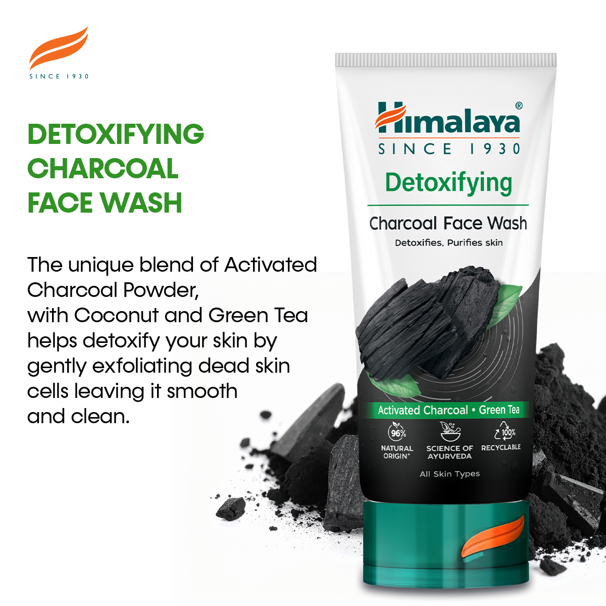 Himalaya Detoxifying Face Wash with Activated Charcoal & Green Tea - 150 ml