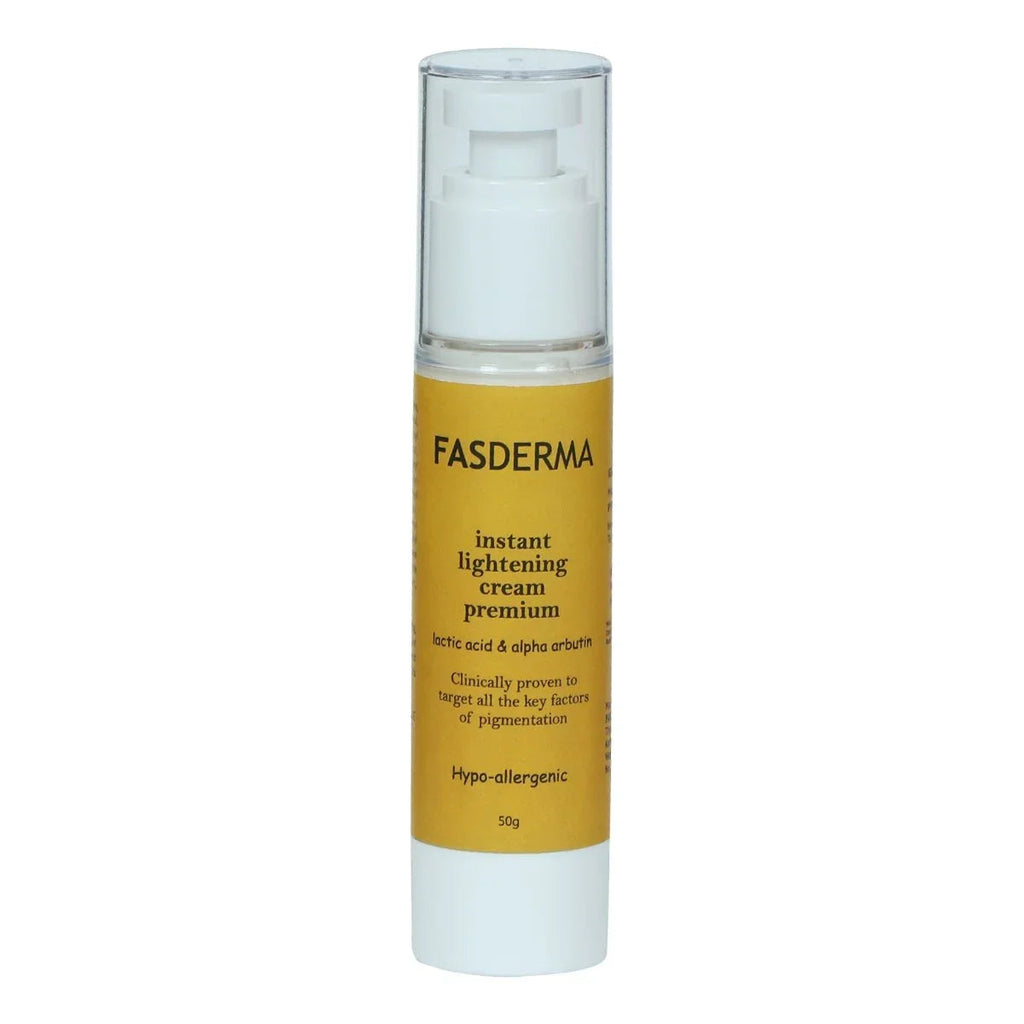 Fasderma instant lightening cream premium bottle on a white background