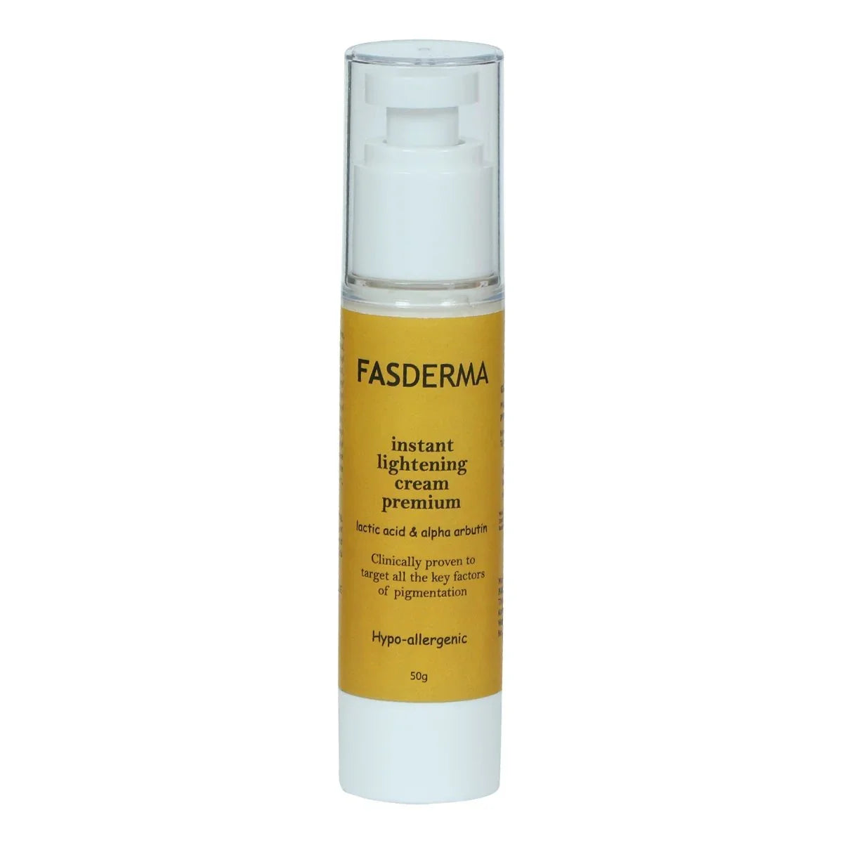 Fasderma instant lightening cream premium bottle on a white background